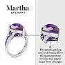 Martha Stewart 5 1/2 Carat Pear Shape Amethyst and Lab Grown Diamond Ring In Sterling Silver Image-3