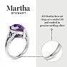 Martha Stewart 5 1/2 Carat Pear Shape Amethyst and Lab Grown Diamond Ring In Sterling Silver Image-4