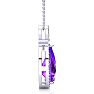 3 1/2ct Pear Shaped Amethyst and Diamond Necklace In 10K White Gold Image-2