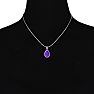 3 1/2ct Pear Shaped Amethyst and Diamond Necklace In 10K White Gold Image-4