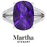 Martha Stewart 10 1/4 Carat Cushion Cut Amethyst and Lab Grown Diamond Ring In Sterling Silver Image-1