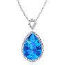3 1/2ct Pear Shaped Blue Topaz and Diamond Necklace In 10K White Gold Image-1