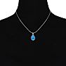 3 1/2ct Pear Shaped Blue Topaz and Diamond Necklace In 10K White Gold Image-4