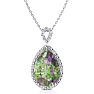 3-1/2 Carat Pear Shape Mystic Topaz Necklace With Diamonds In 10 Karat White Gold, 18 Inches Image-1
