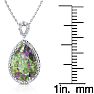 3-1/2 Carat Pear Shape Mystic Topaz Necklace With Diamonds In 10 Karat White Gold, 18 Inches Image-3