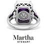 Martha Stewart 7 1/3 Carat Emerald Cut Amethyst and Lab Grown Diamond Halo Ring In Sterling Silver Image-10
