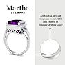 Martha Stewart 7 1/3 Carat Emerald Cut Amethyst and Lab Grown Diamond Halo Ring In Sterling Silver Image-4