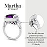 Martha Stewart 7 1/3 Carat Emerald Cut Amethyst and Lab Grown Diamond Halo Ring In Sterling Silver Image-6