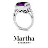 Martha Stewart 7 1/3 Carat Emerald Cut Amethyst and Lab Grown Diamond Halo Ring In Sterling Silver Image-8