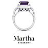 Martha Stewart 7 1/3 Carat Emerald Cut Amethyst and Lab Grown Diamond Halo Ring In Sterling Silver Image-9