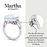 Martha Stewart 7 1/3 Carat Emerald Cut Aquamarine and Lab Grown Diamond Halo Ring In Sterling Silver Image-6