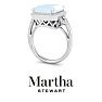 Martha Stewart 7 1/3 Carat Emerald Cut Aquamarine and Lab Grown Diamond Halo Ring In Sterling Silver Image-8