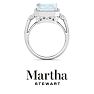 Martha Stewart 7 1/3 Carat Emerald Cut Aquamarine and Lab Grown Diamond Halo Ring In Sterling Silver Image-9