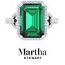 Martha Stewart 7 1/3 Carat Emerald Cut Emerald and Lab Grown Diamond Halo Ring In Sterling Silver Image-1