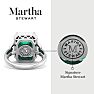 Martha Stewart 7 1/3 Carat Emerald Cut Emerald and Lab Grown Diamond Halo Ring In Sterling Silver Image-2
