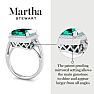Martha Stewart 7 1/3 Carat Emerald Cut Emerald and Lab Grown Diamond Halo Ring In Sterling Silver Image-3