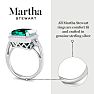 Martha Stewart 7 1/3 Carat Emerald Cut Emerald and Lab Grown Diamond Halo Ring In Sterling Silver Image-4