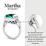 Martha Stewart 7 1/3 Carat Emerald Cut Emerald and Lab Grown Diamond Halo Ring In Sterling Silver Image-6
