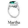Martha Stewart 7 1/3 Carat Emerald Cut Emerald and Lab Grown Diamond Halo Ring In Sterling Silver Image-8
