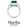 Martha Stewart 7 1/3 Carat Emerald Cut Emerald and Lab Grown Diamond Halo Ring In Sterling Silver Image-9