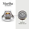 Martha Stewart 7 1/3 Carat Emerald Cut Citrine and Lab Grown Diamond Halo Ring In Sterling Silver Image-2