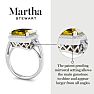 Martha Stewart 7 1/3 Carat Emerald Cut Citrine and Lab Grown Diamond Halo Ring In Sterling Silver Image-3