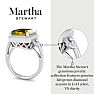 Martha Stewart 7 1/3 Carat Emerald Cut Citrine and Lab Grown Diamond Halo Ring In Sterling Silver Image-6