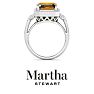 Martha Stewart 7 1/3 Carat Emerald Cut Citrine and Lab Grown Diamond Halo Ring In Sterling Silver Image-9