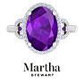 Martha Stewart 6 3/4 Carat Oval Shape Amethyst and Lab Grown Diamond Halo Ring In Sterling Silver Image-1