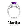 Martha Stewart 6 3/4 Carat Oval Shape Amethyst and Lab Grown Diamond Halo Ring In Sterling Silver Image-9