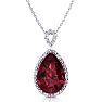 Garnet Necklace: Garnet Jewelry: 3 1/2ct Pear Shaped Garnet and Diamond Necklace In 10K White Gold Image-1