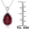 Garnet Necklace: Garnet Jewelry: 3 1/2ct Pear Shaped Garnet and Diamond Necklace In 10K White Gold Image-3