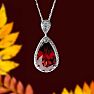 Garnet Necklace: Garnet Jewelry: 3 1/2ct Pear Shaped Garnet and Diamond Necklace In 10K White Gold Image-5