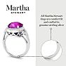 Martha Stewart 6 3/4 Carat Oval Shape Pink Sapphire and Lab Grown Diamond Halo Ring In Sterling Silver Image-4