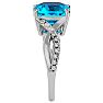 4 Carat Cushion Cut Blue Topaz and Diamond Ring in 10k White Gold Image-4