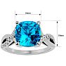 4 Carat Cushion Cut Blue Topaz and Diamond Ring in 10k White Gold Image-5