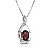 1/2 Carat Round Shape Garnet and Halo Diamond Necklace In Sterling Silver With 18 Inch Chain Image-1