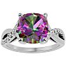 4 Carat Cushion Shape Mystic Topaz Ring With Diamonds In 10 Karat White Gold Image-1