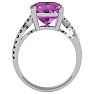 4 Carat Cushion Cut Pink Topaz and Diamond Ring in 10k White Gold Image-3