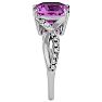 4 Carat Cushion Cut Pink Topaz and Diamond Ring in 10k White Gold Image-4