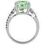 4 Carat Cushion Cut Green Amethyst and Diamond Ring in 10k White Gold Image-3