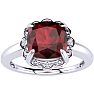 Garnet Ring: Garnet Jewelry: 2ct Cushion Cut Garnet and Diamond Ring in 10k White Gold Image-1