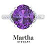 Martha Stewart 4 1/2 Carat Oval Shape Amethyst and Lab Grown Diamond Ring In Sterling Silver Image-1