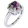2 Carat Cushion Shape Mystic Topaz Ring With Diamonds in 10 Karat White Gold Image-2