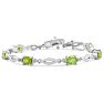 7 Carat Peridot and Diamond Bracelet In Platinum Overlay, 7 Inches  Image-1