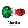 Martha Stewart 3 3/4 Carat Emerald and Ruby Two Stone Ring In Sterling Silver Image-1