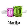 Martha Stewart 3 1/4 Carat Pink Sapphire and Peridot Two Stone Ring In Sterling Silver Image-1