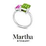 Martha Stewart 3 1/4 Carat Pink Sapphire and Peridot Two Stone Ring In Sterling Silver Image-9