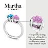 Martha Stewart 2 Carat Blue Topaz and Pink Sapphire Two Stone Ring In Sterling Silver Image-3