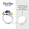 Martha Stewart 5 Carat Oval Shape Amethyst, Peridot and Lab Grown Diamond Three Stone Plus Ring In Sterling Silver Image-4